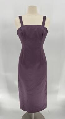 Alex Evenings Vintage Dress Womens 4 Purple 90s Midi Cocktail Sleeveless Satin